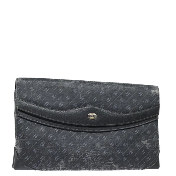 GUCCI Clutch Bag Leather Black Gold Auth 85496 - Picture 1 of 16